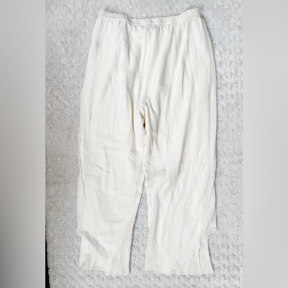 SOFT SURROUNDING Gauzy Wide Leg Cream Ruffle Hem Layered Pants - Picture 2 of 11